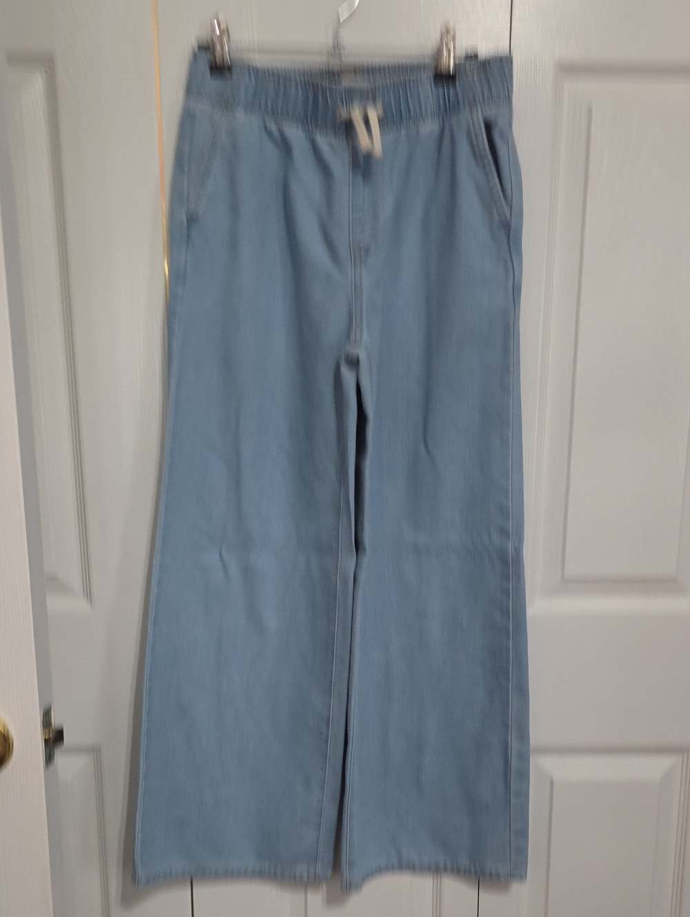 Old Navy Light Blue Wide-Leg Kids Jeans with Drawstring Waist